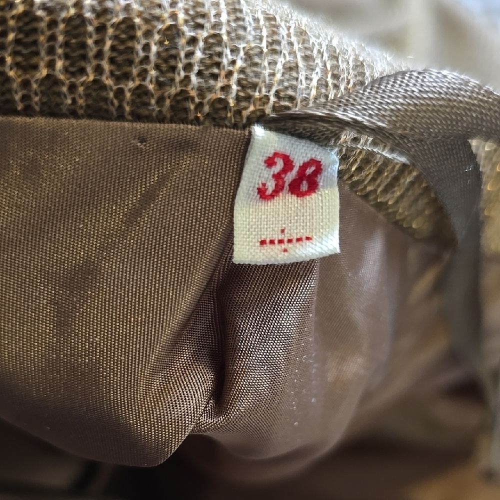 70s Rare Brown & Gold Ribbed Midi Pencil Skirt Set Made In Germany - Picture 9 of 12